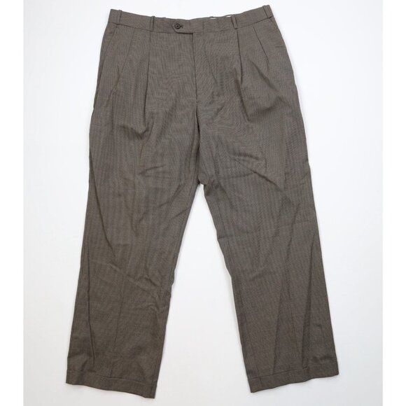 Vtg 90s Streetwear Mens 38x30 Distressed Wool Houndstooth Knit Wide Leg Pants
